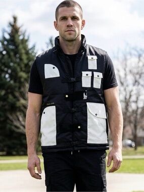 NWT The Hideout Clothing Men’s Black White YK Tech Puffer Vest - Size 2XL